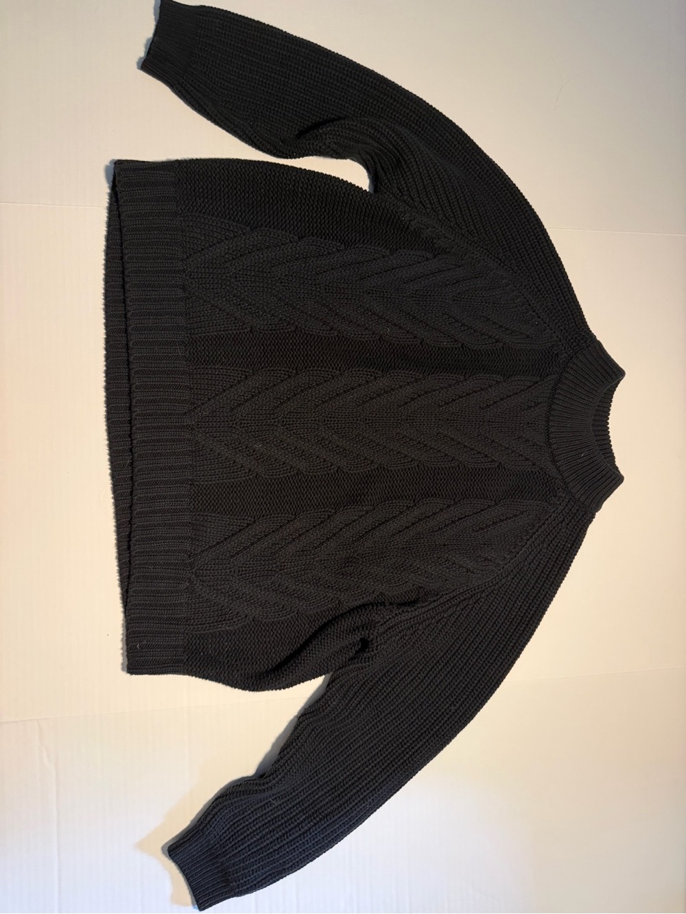 J. Crew Black Cable-Knit Crewneck Sweater